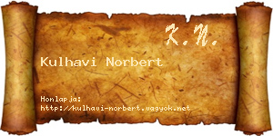 Kulhavi Norbert névjegykártya